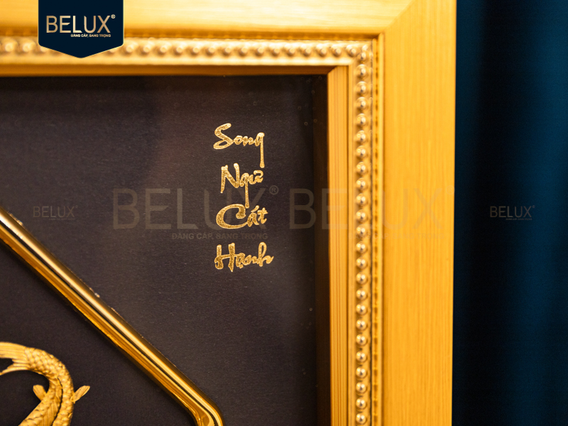 Tranh cá chép hoa sen dát vàng 24k- 23x23cm